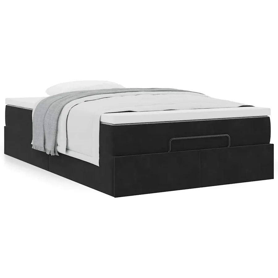 Cadre de lit ottoman avec matelas noir 120x200 cm velours - 4