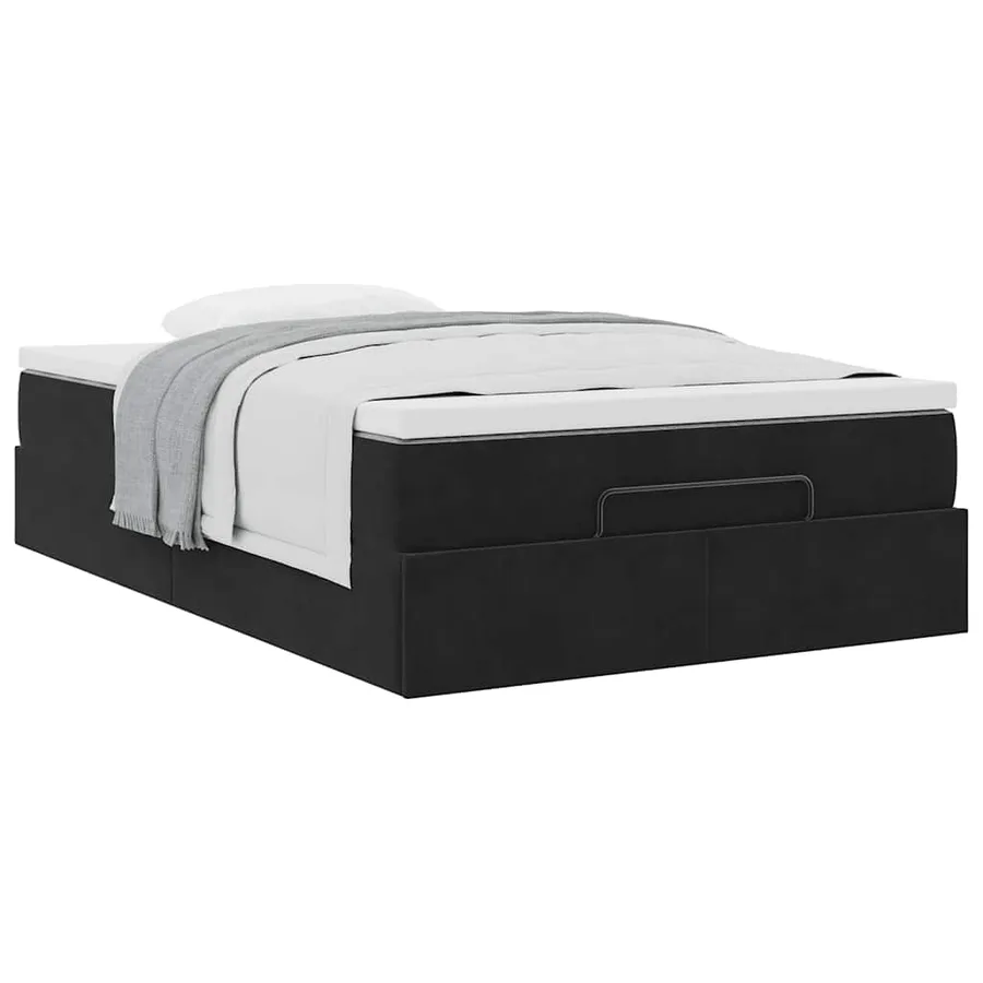 Cadre de lit ottoman avec matelas noir 120x200 cm velours - 5