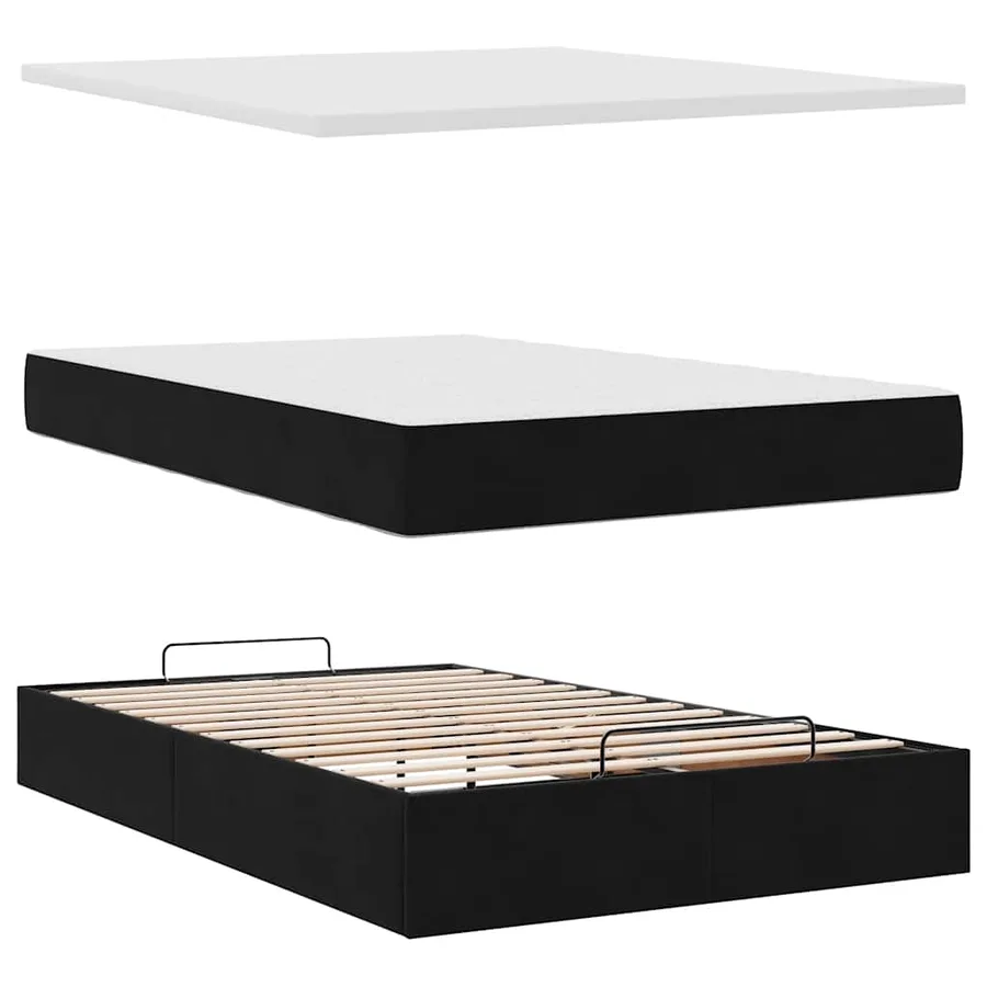 Cadre de lit ottoman avec matelas noir 120x200 cm velours - 8