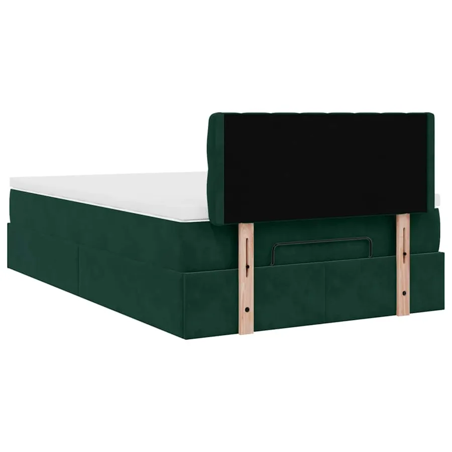 Cadre de lit ottoman avec matelas vert foncé 120x200 cm velours - 10