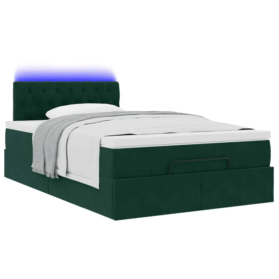 Cadre de lit ottoman avec matelas vert foncé 120x200 cm velours - 3