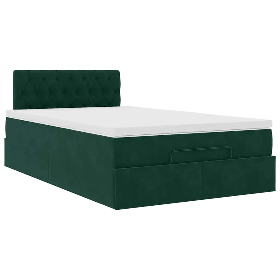 Cadre de lit ottoman avec matelas vert foncé 120x200 cm velours - 5