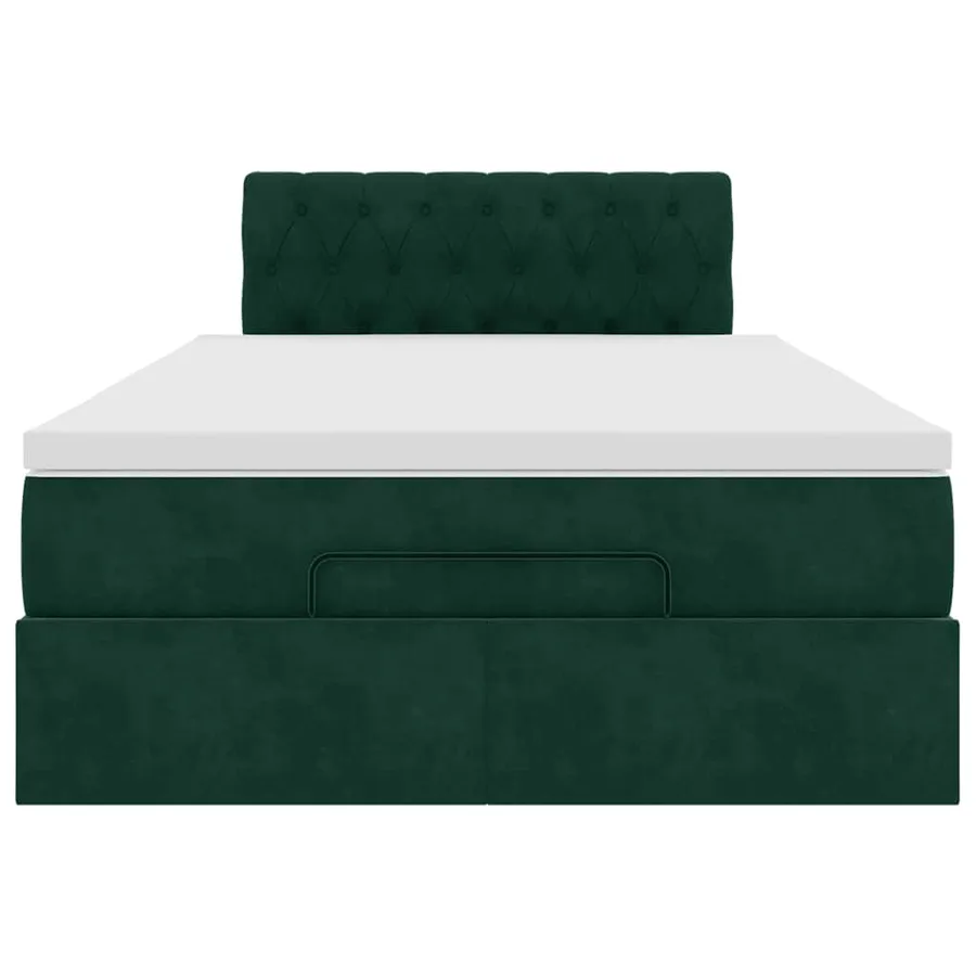 Cadre de lit ottoman avec matelas vert foncé 120x200 cm velours - 6