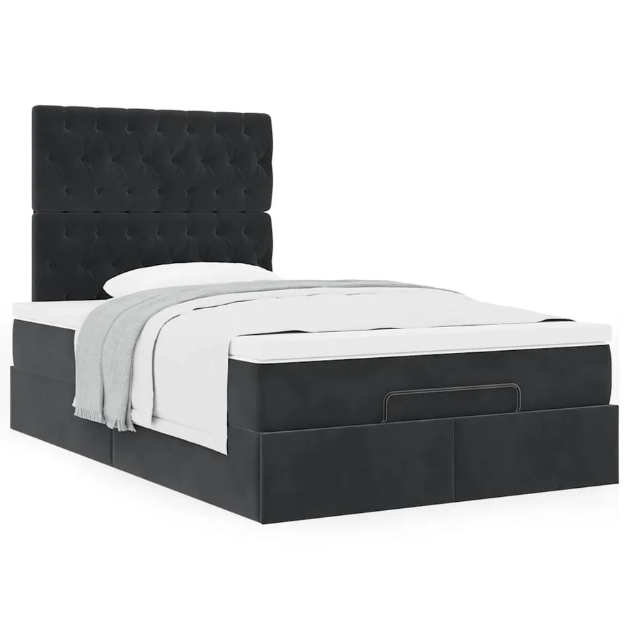 Cadre de lit ottoman avec matelas noir 120x200 cm velours - 4