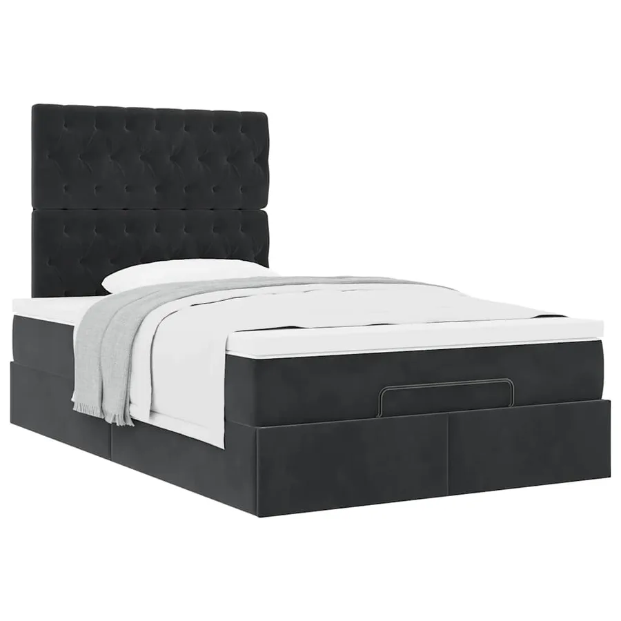 Cadre de lit ottoman avec matelas noir 120x200 cm velours - 5
