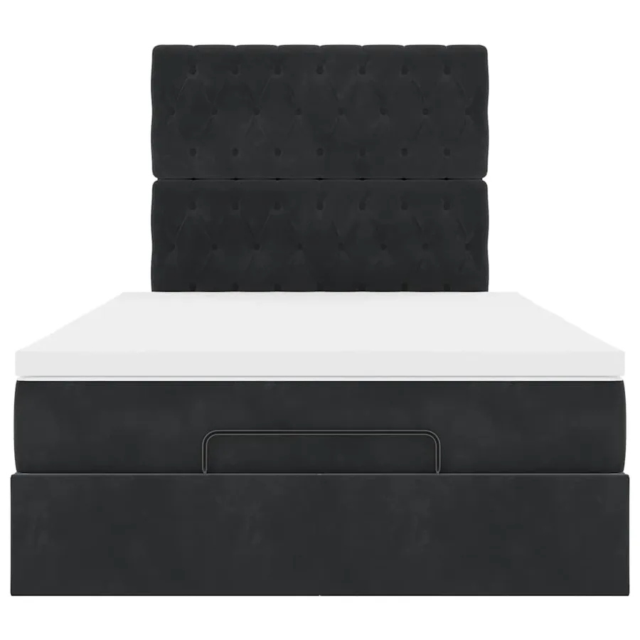 Cadre de lit ottoman avec matelas noir 120x200 cm velours - 7
