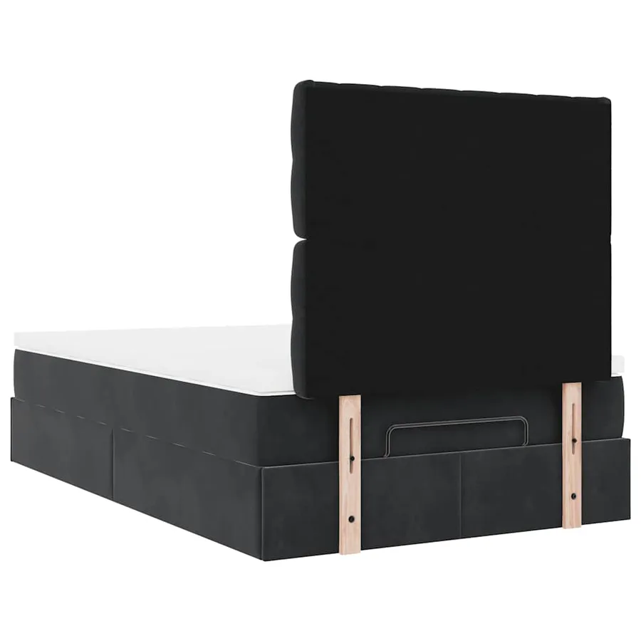 Cadre de lit ottoman avec matelas noir 120x200 cm velours - 9