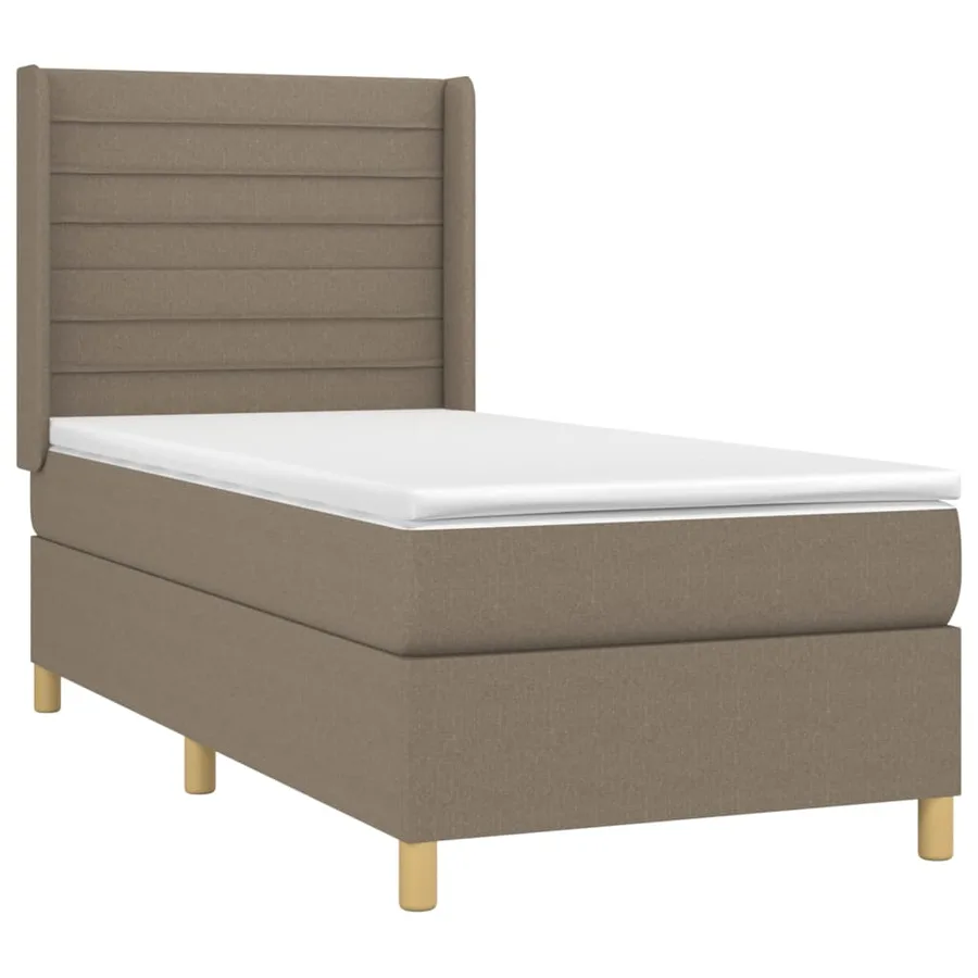 Sommier à lattes de lit avec matelas Taupe 100x200 cm Tissu - 3