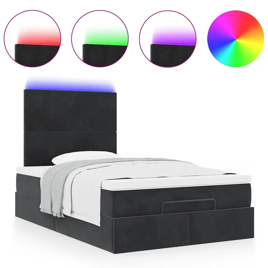 Cadre de lit ottoman avec matelas noir 120x200 cm velours - 5