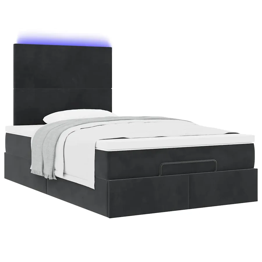 Cadre de lit ottoman avec matelas noir 120x200 cm velours - 6