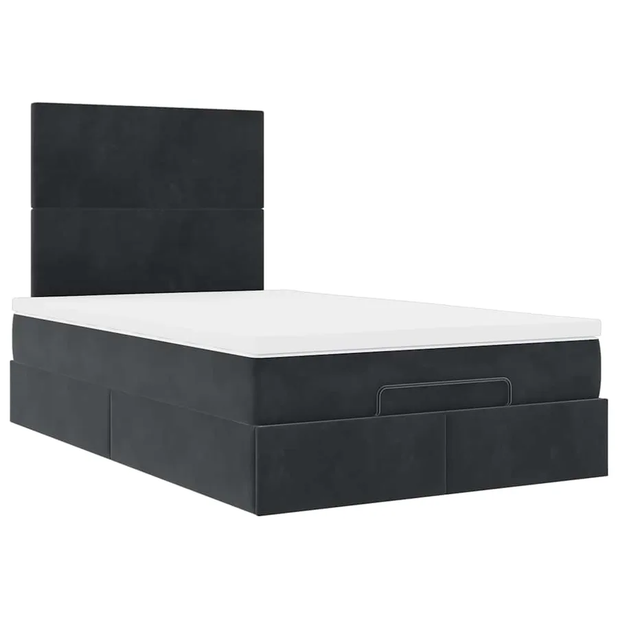 Cadre de lit ottoman avec matelas noir 120x200 cm velours - 7