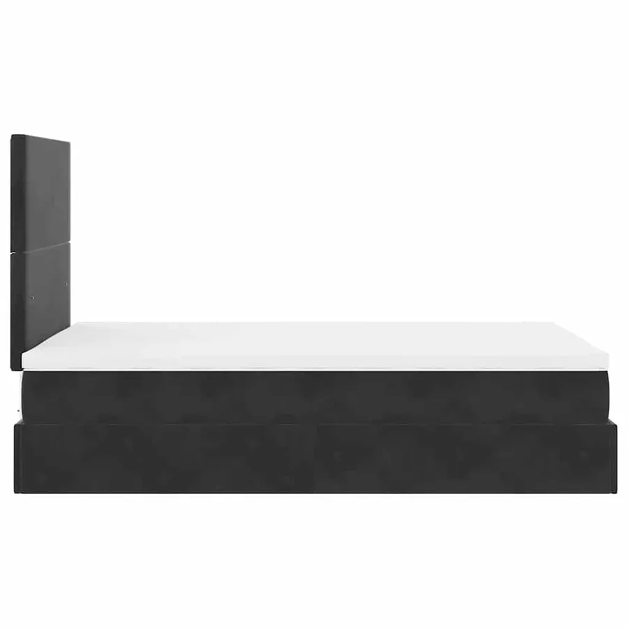 Cadre de lit ottoman avec matelas noir 120x200 cm velours - 9