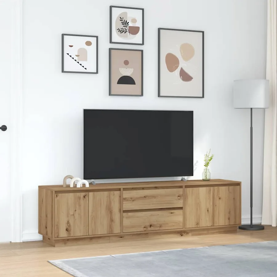 Meuble TV avec éclairages LED chêne artisanal 193,5x41x50 cm - 4