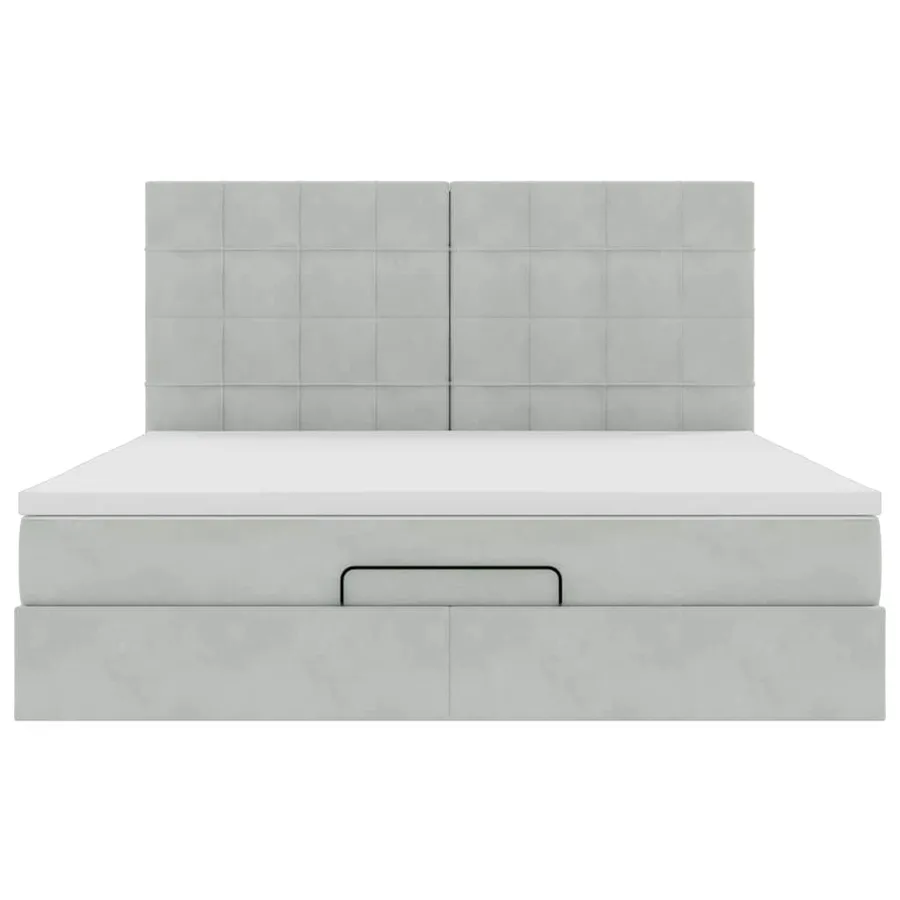 Cadre de lit ottoman et matelas gris clair 180x200cm velours - 7