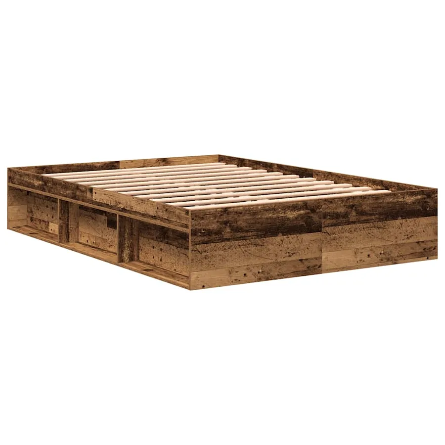 Cadre de lit sans matelas vieux bois 140x200 cm bois ingénierie - 7
