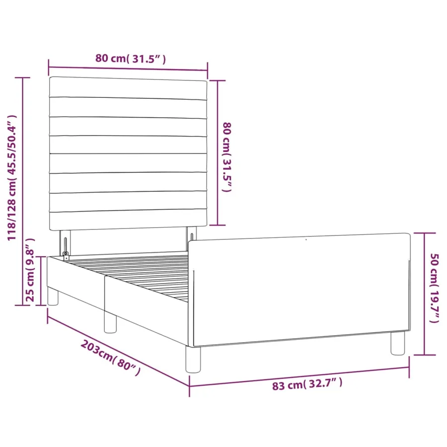 Cadre de lit sans matelas rose 80x200 cm velours - 14