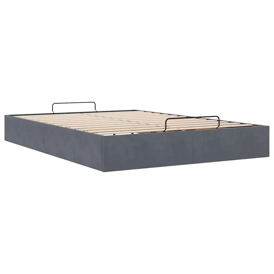 Cadre de lit ottoman sans matelas gris foncé 140x190 cm velours - 6
