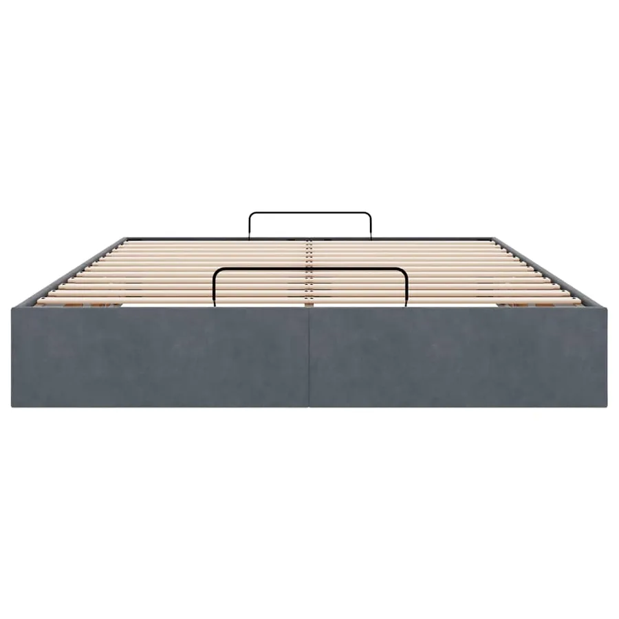 Cadre de lit ottoman sans matelas gris foncé 140x190 cm velours - 7