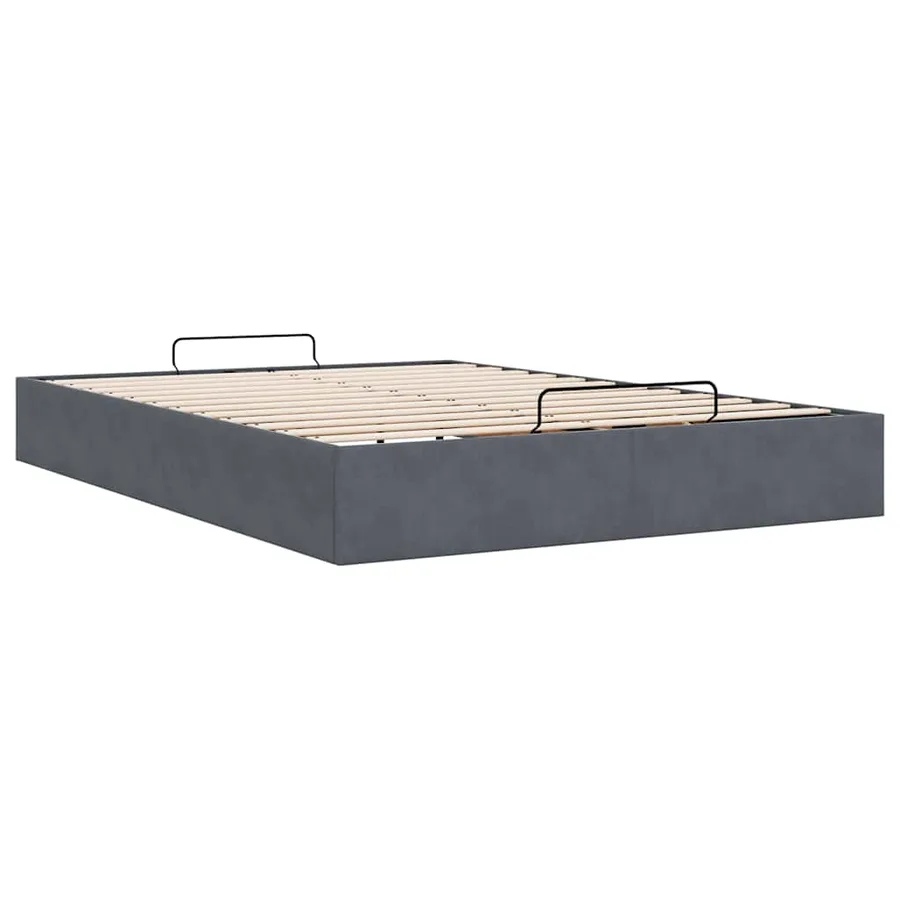 Cadre de lit ottoman sans matelas gris foncé 140x190 cm velours - 9