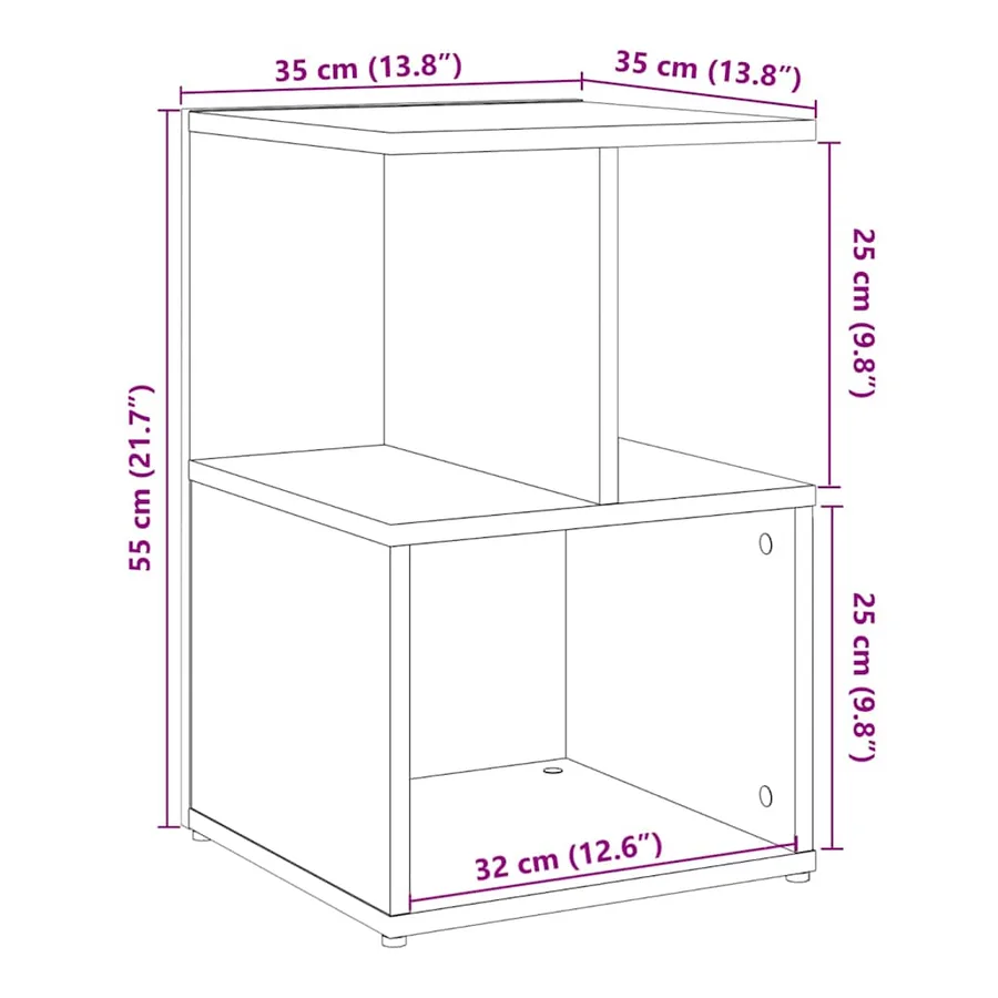 Table de chevet chêne artisanal 35x35x55 cm bois d'ingénierie - 13