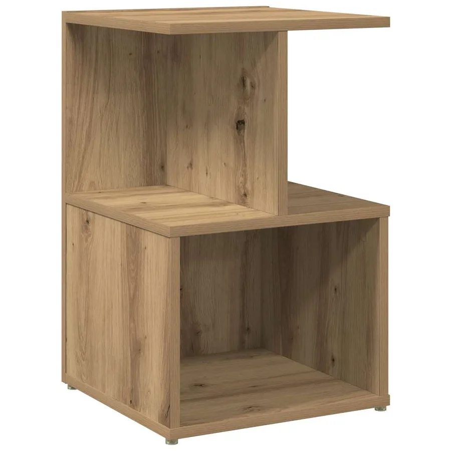 Table de chevet chêne artisanal 35x35x55 cm bois d'ingénierie - 2