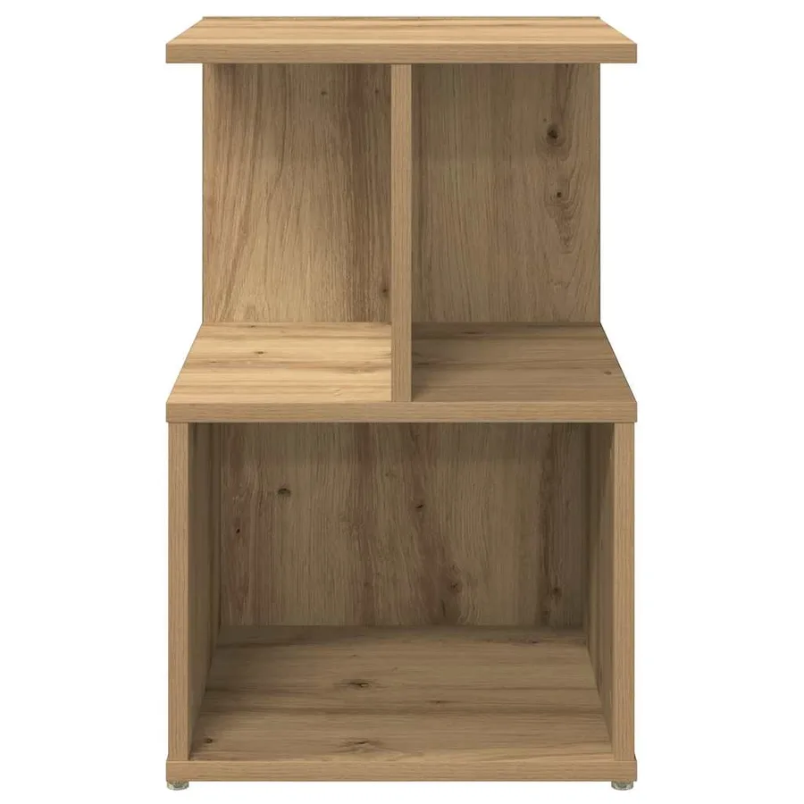 Table de chevet chêne artisanal 35x35x55 cm bois d'ingénierie - 6
