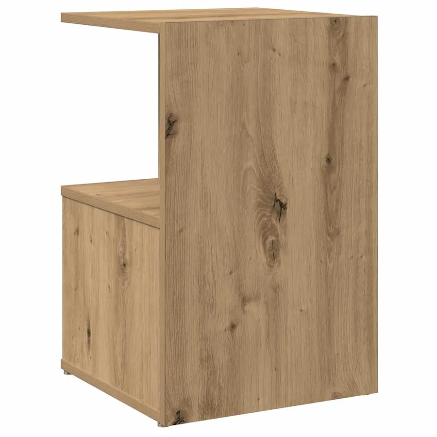 Table de chevet chêne artisanal 35x35x55 cm bois d'ingénierie - 7