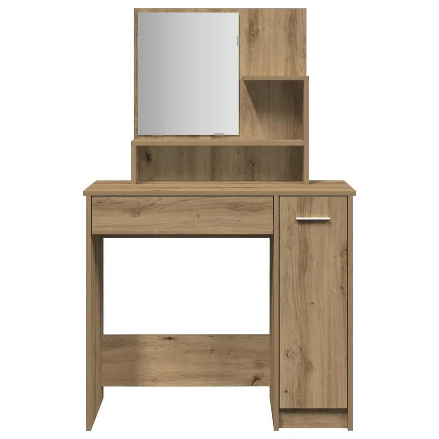 Coiffeuse avec miroir chêne artisanal 86,5x35x136 cm - 4