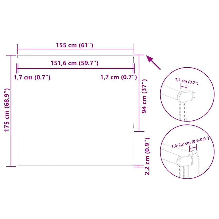 Store enrouleur occultant largeur du tissu 151,6 cm polyester - 18