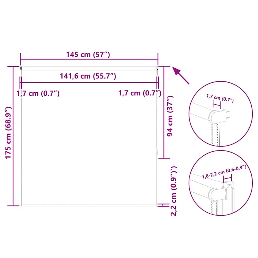 Store enrouleur occultant blanc cassé 145x175 cm largeur tissu - 18