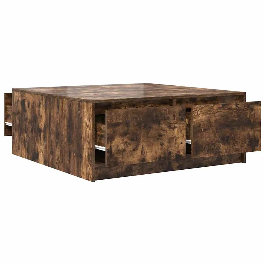 Table basse avec tiroirs chêne fumé 100x100x40 cm - 5