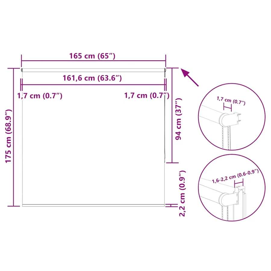 Store enrouleur occultant largeur du tissu 161,6 cm polyester - 18