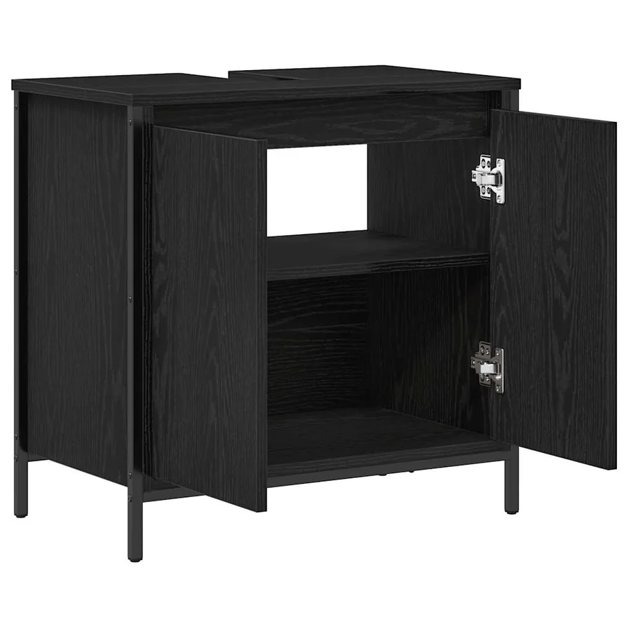 Meuble vasque de salle de bain noir 60x34,5x60 cm - 5