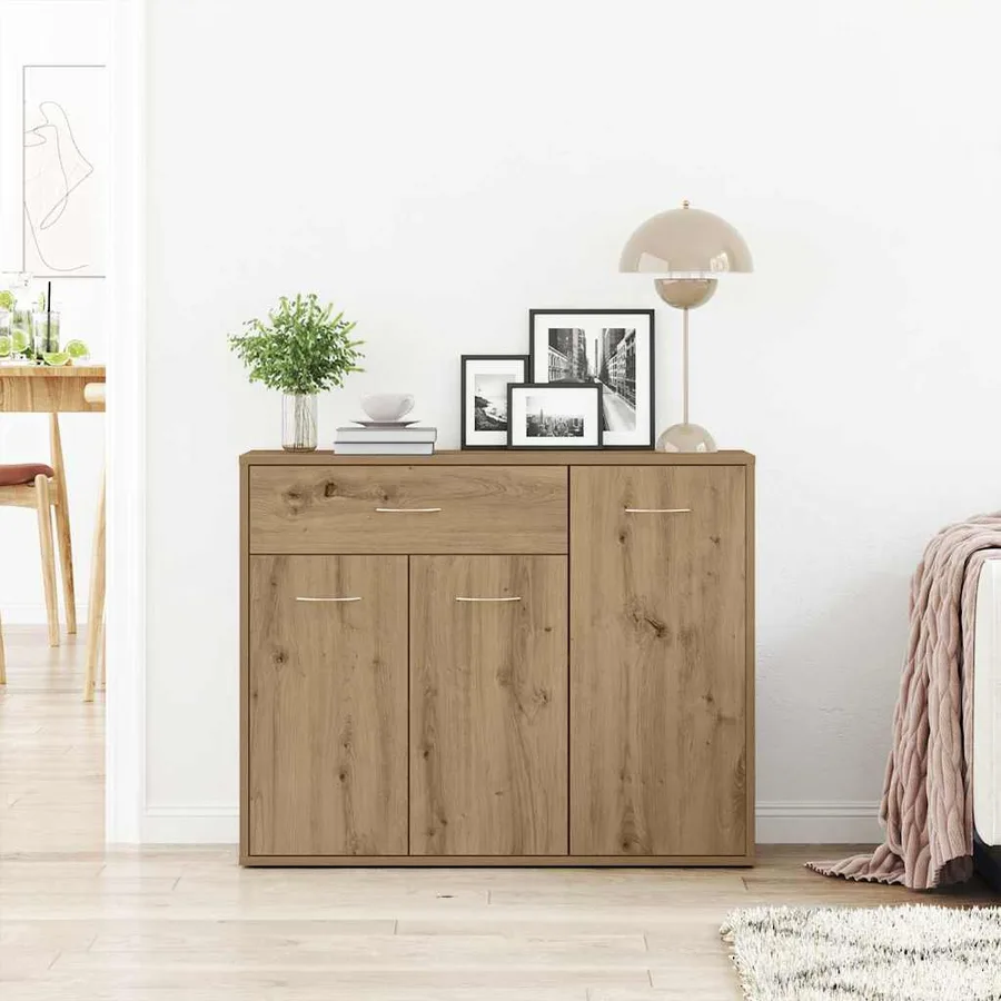 Buffet chêne artisanal 88x30x70 cm bois d'ingénierie - 3
