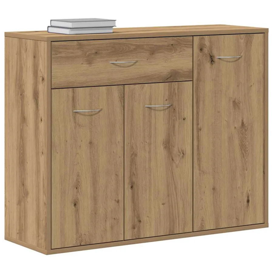 Buffet chêne artisanal 88x30x70 cm bois d'ingénierie - 4
