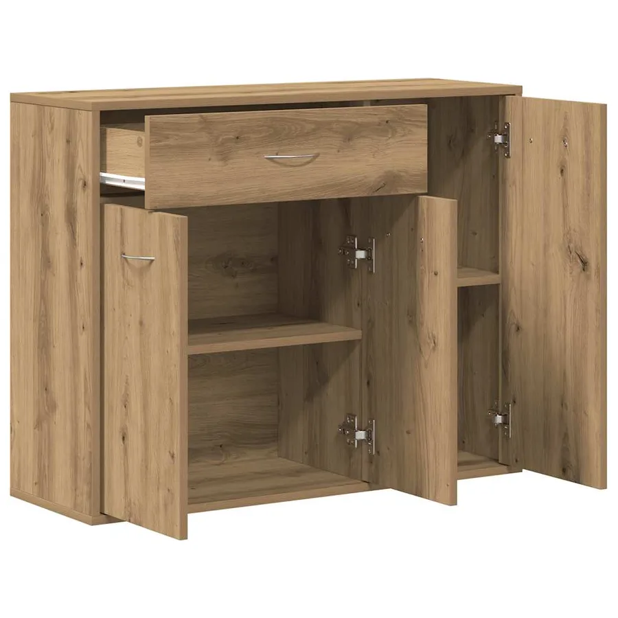 Buffet chêne artisanal 88x30x70 cm bois d'ingénierie - 5