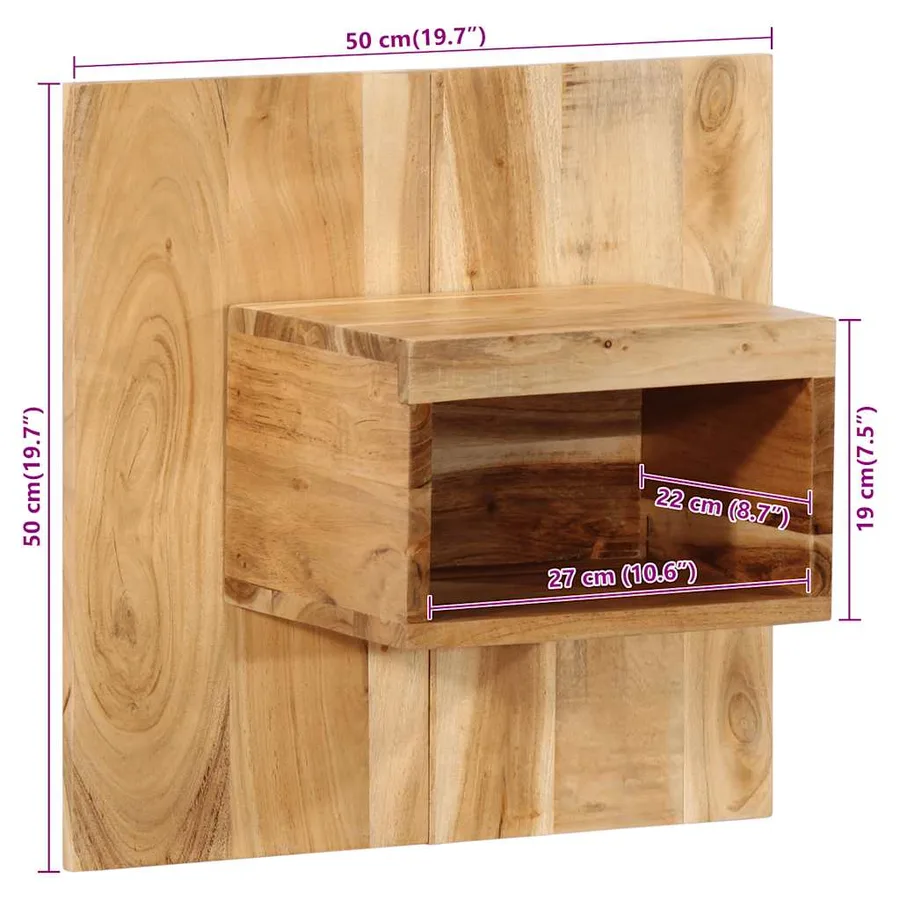 Table de chevet 50x27x50 cm bois d'acacia solide - 10