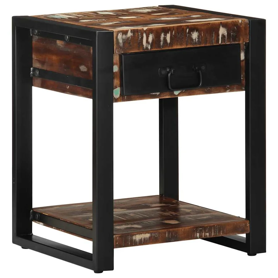 Table d'appoint multicolore 40x40x50cm bois récupération massif - 11