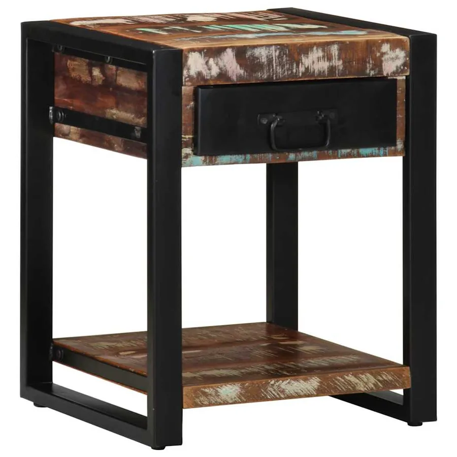 Table d'appoint multicolore 40x40x50cm bois récupération massif - 12
