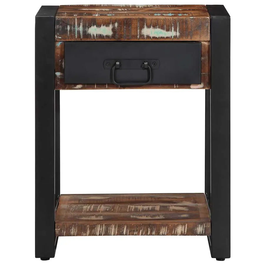 Table d'appoint multicolore 40x40x50cm bois récupération massif - 2