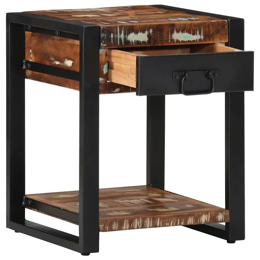 Table d'appoint multicolore 40x40x50cm bois récupération massif - 3