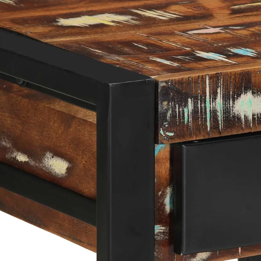 Table d'appoint multicolore 40x40x50cm bois récupération massif - 6
