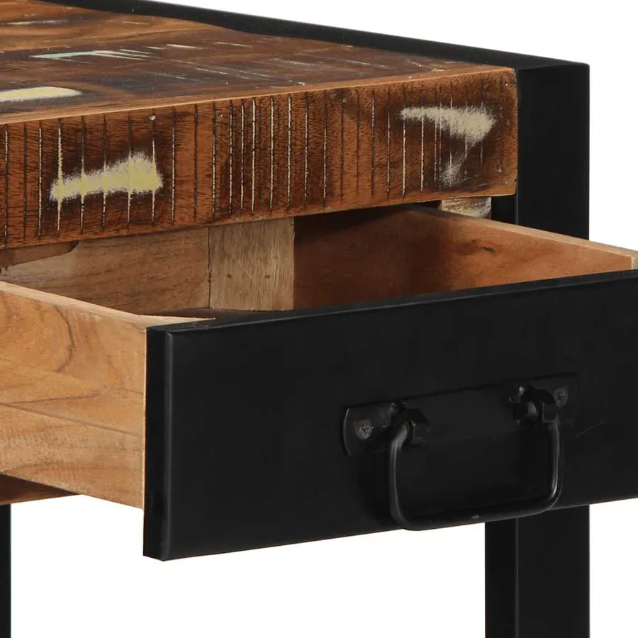 Table d'appoint multicolore 40x40x50cm bois récupération massif - 7