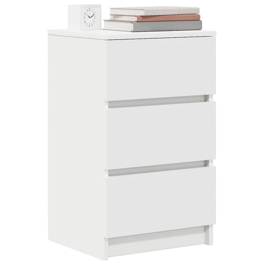 Table de chevet avec 3 tiroirs blanc 39x35x65 cm - 4