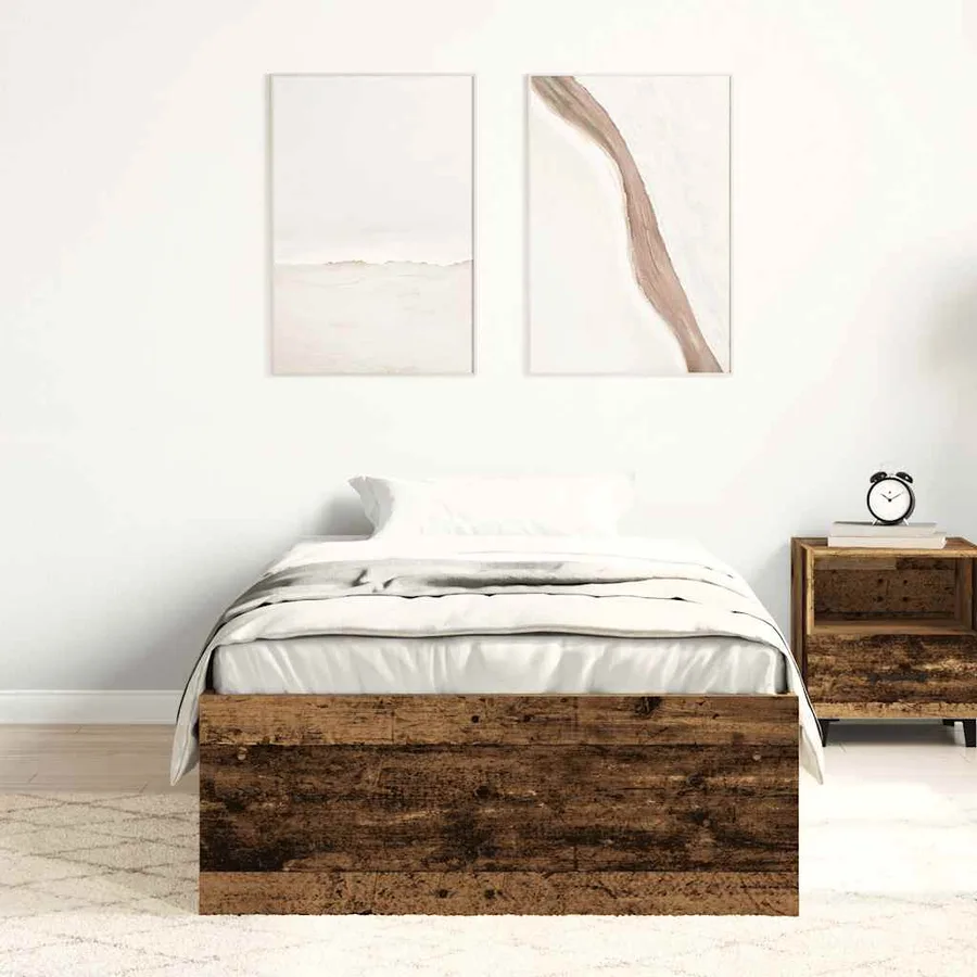Cadre de lit sans matelas vieux bois 100x200 cm bois ingénierie - 3