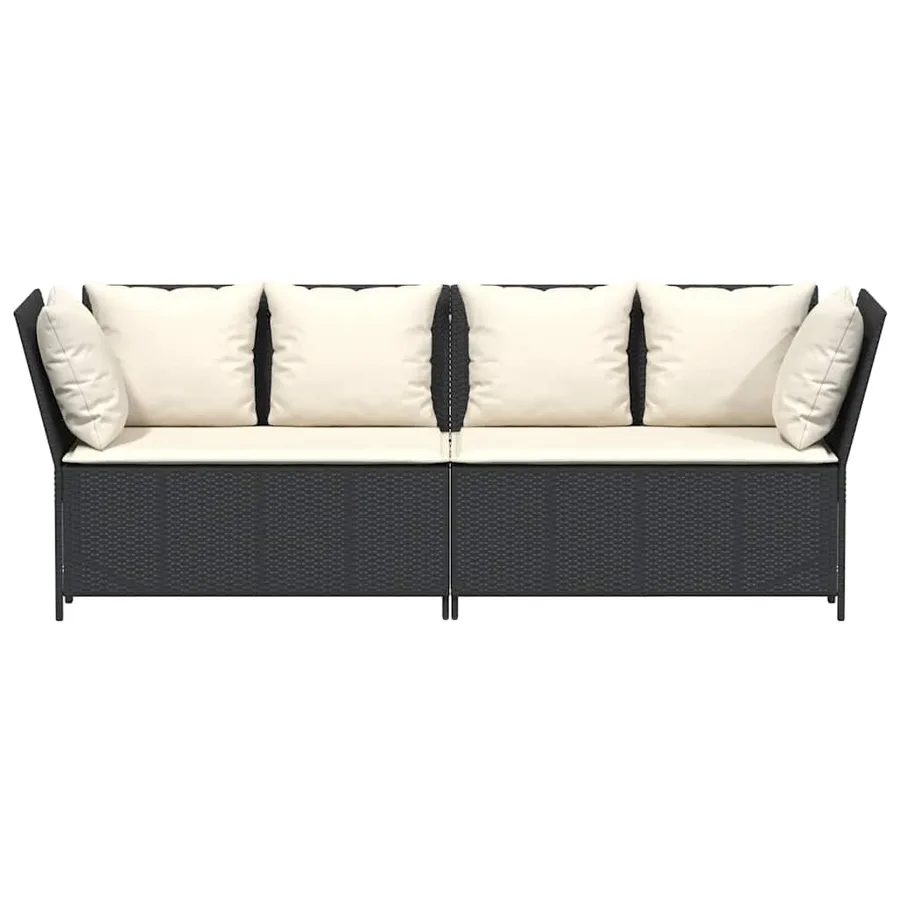 Canapé de jardin avec coussins Noir Résine tressée - 4