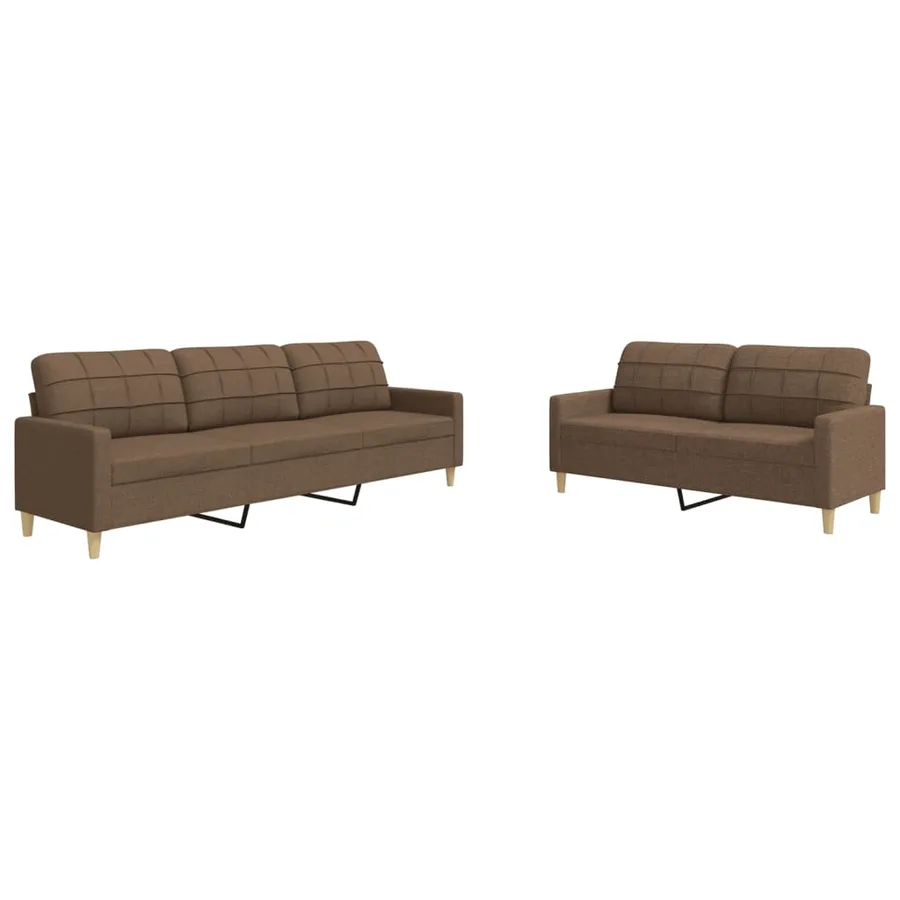 Ensemble de canapés 2 pcs marron tissu - 2