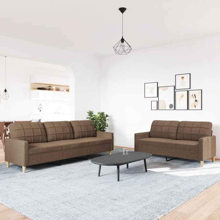 Ensemble de canapés 2 pcs marron tissu - 3