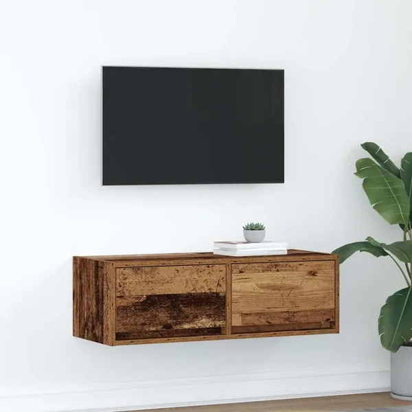 Meuble TV vieux bois 80x31x25,5 cm bois d'ingénierie