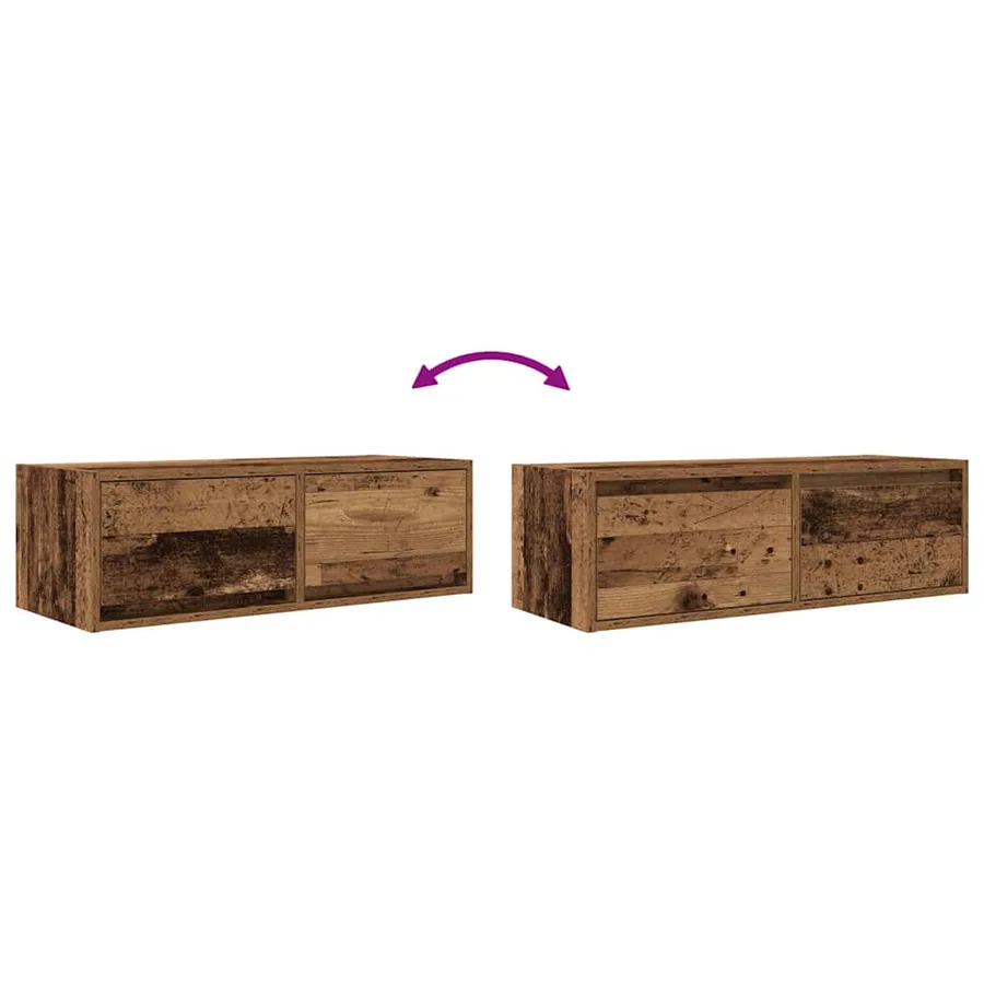 Meuble TV vieux bois 80x31x25,5 cm bois d'ingénierie - 12